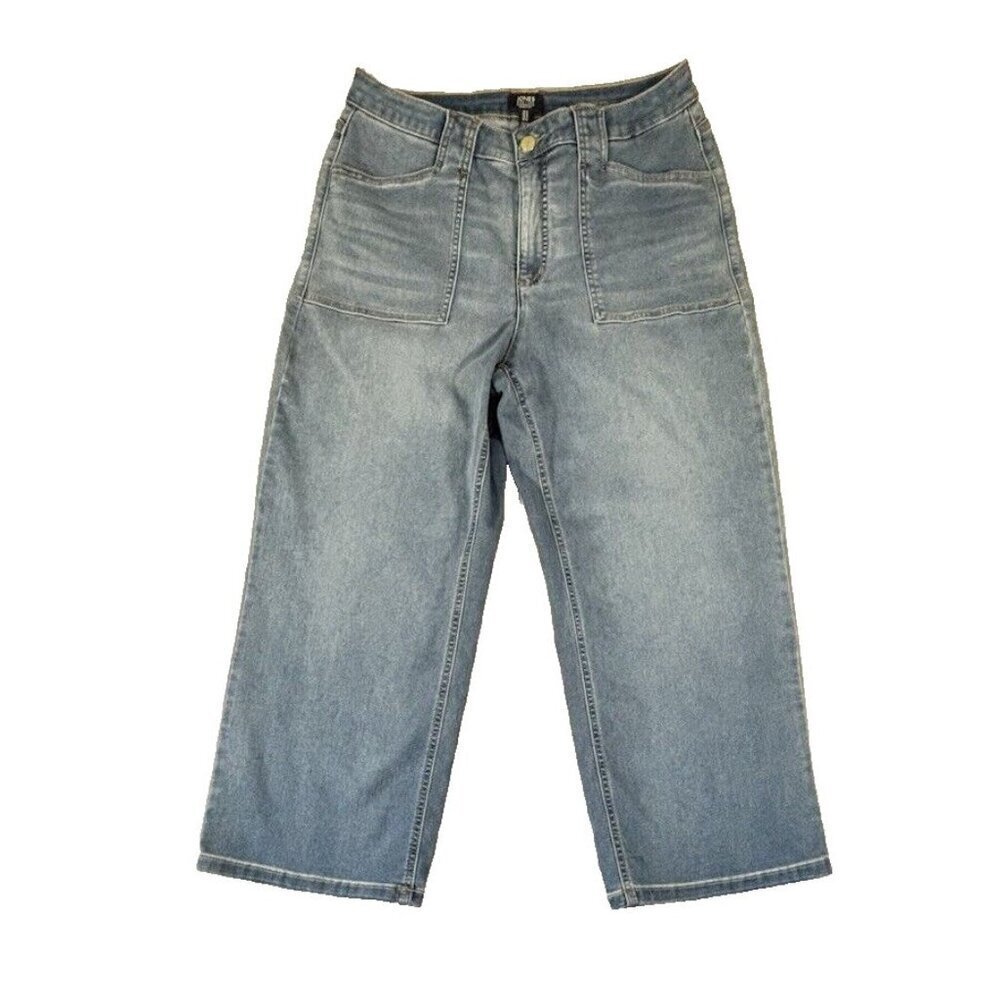 Jones New York Jeans Lexington Wide Leg Crop High Rise Light Denim Women's Sz 12